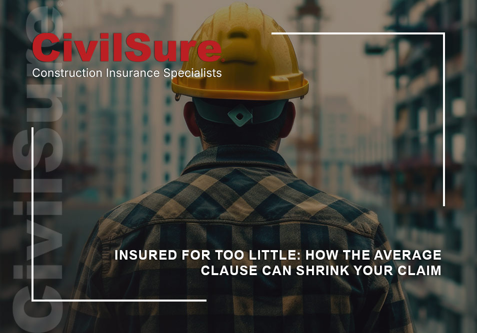 Construction worker wearing a hard hat on a building site, representing construction insurance and the average clause